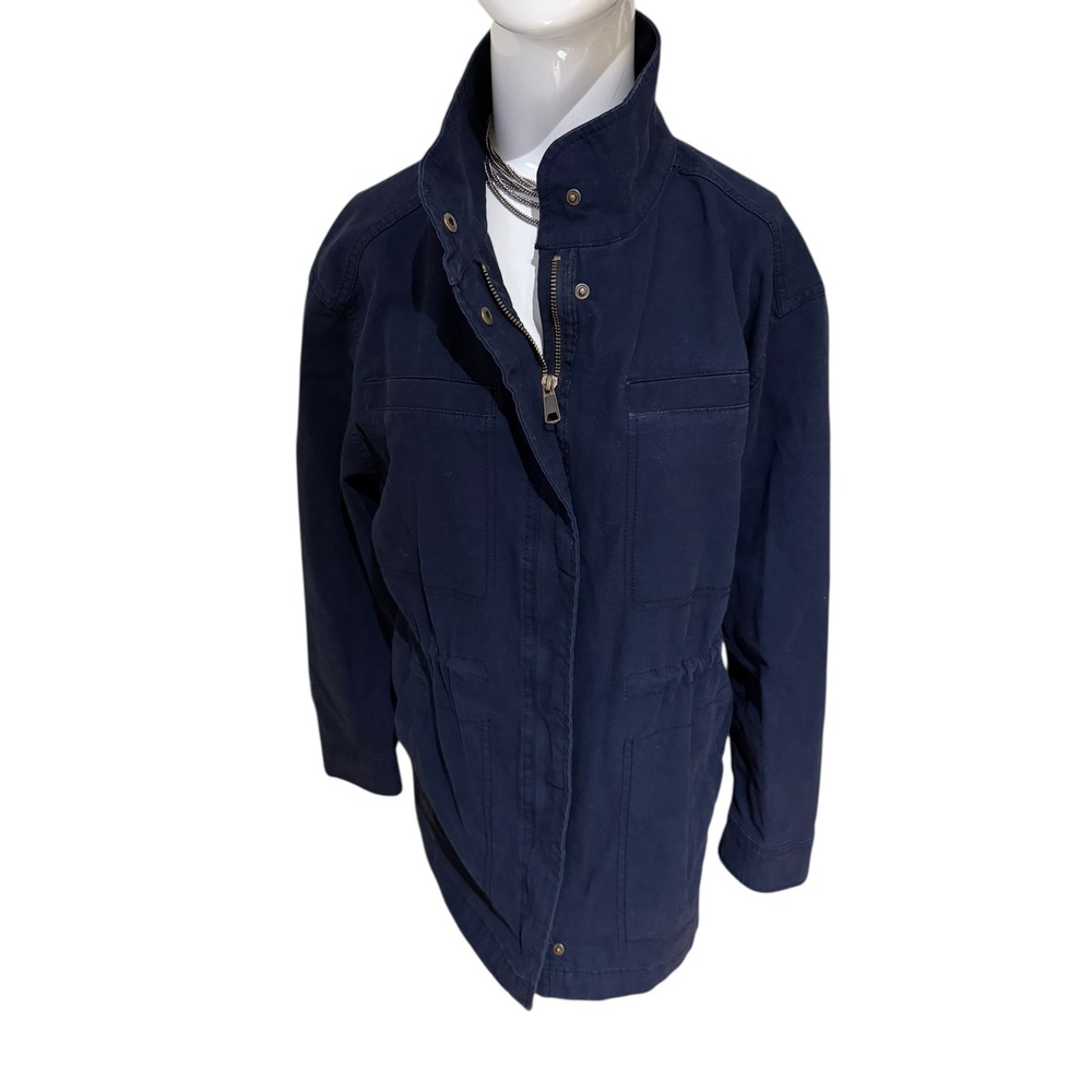 Old‎ Navy Scout Utility Jacket Navy Blue Full Zip Snap Button Up Drawstring sz S